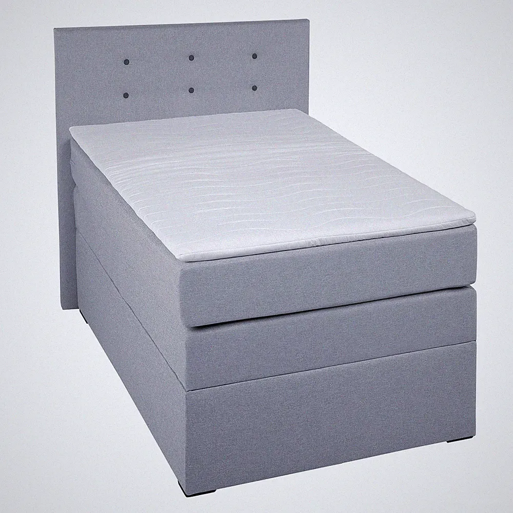 Boxspringbett - silber - H3 - mit Topper - 90x200 cm Doppelbett Polsterbett