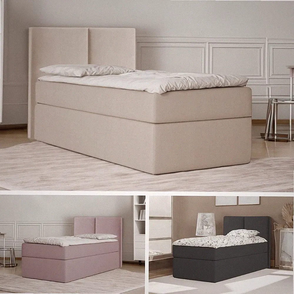 Boxspringbett STAR MINI Bett mit Bettkästen Schublade Matratze Kopfteil Topper