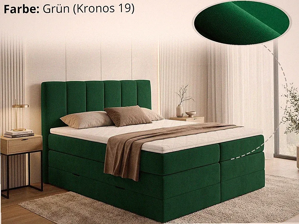 Boxspringbett STAR XL mit Stauraum, 2 Bettkästen und Topper, Bonell-Matratze