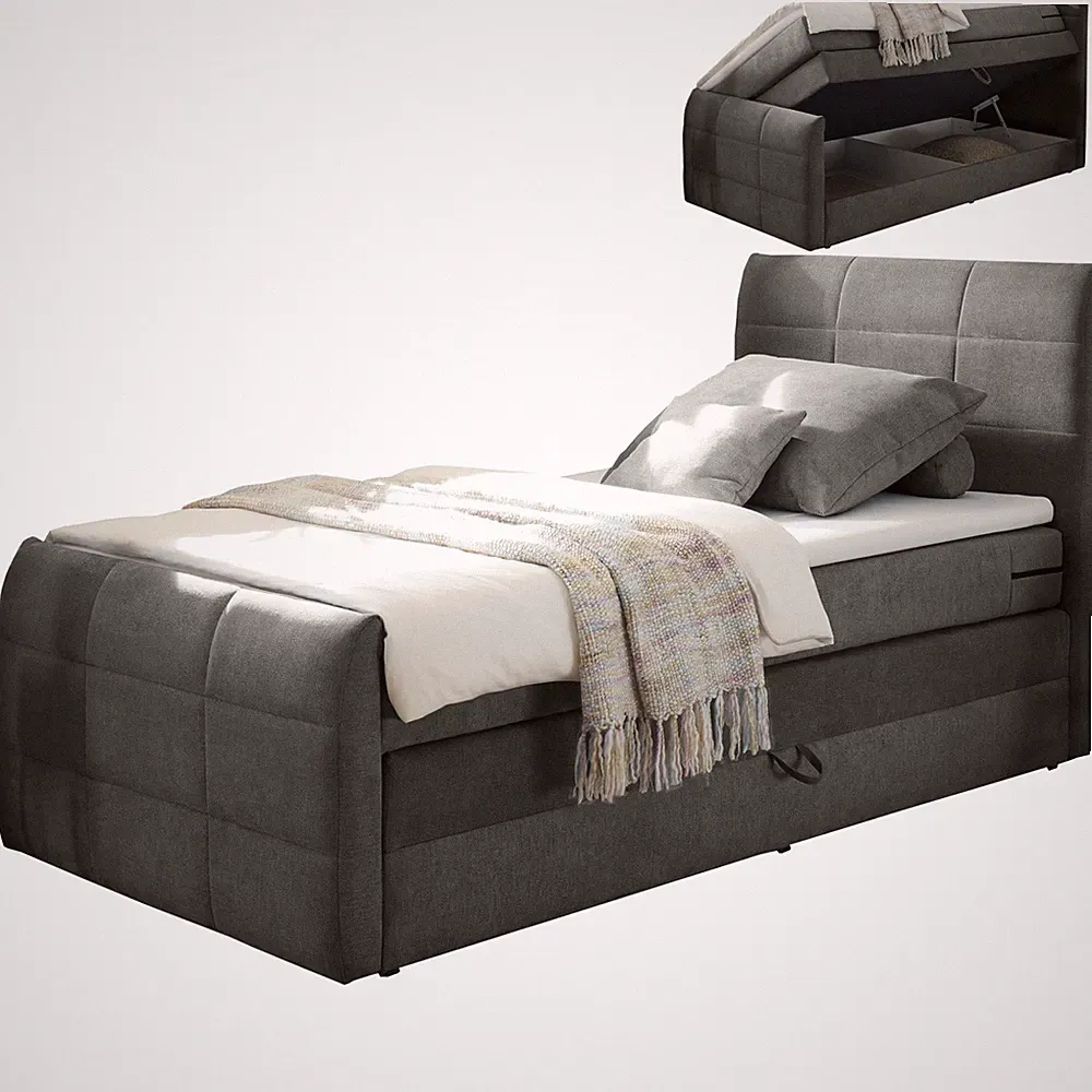 Boxspringbett - stone - H2 - 120x200 cm Doppelbett Polsterbett Gästebett