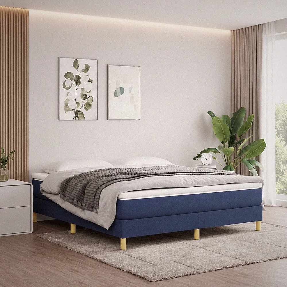 Boxspringbettgestell Stoff Blau Bettgestell Polsterbett Bett | 180 x 200 cm