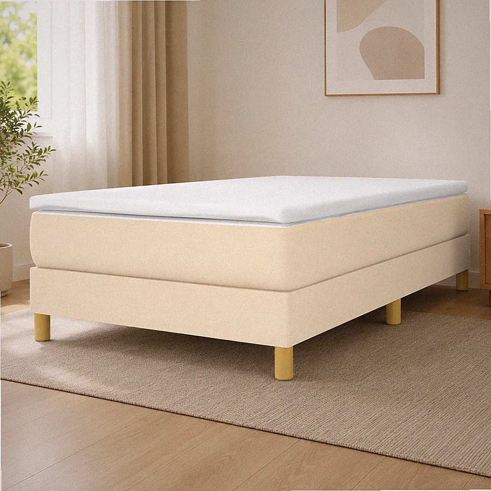 Boxspringbettgestell Stoff Creme Bettgestell Polsterbett Bett | 80 x 200 cm