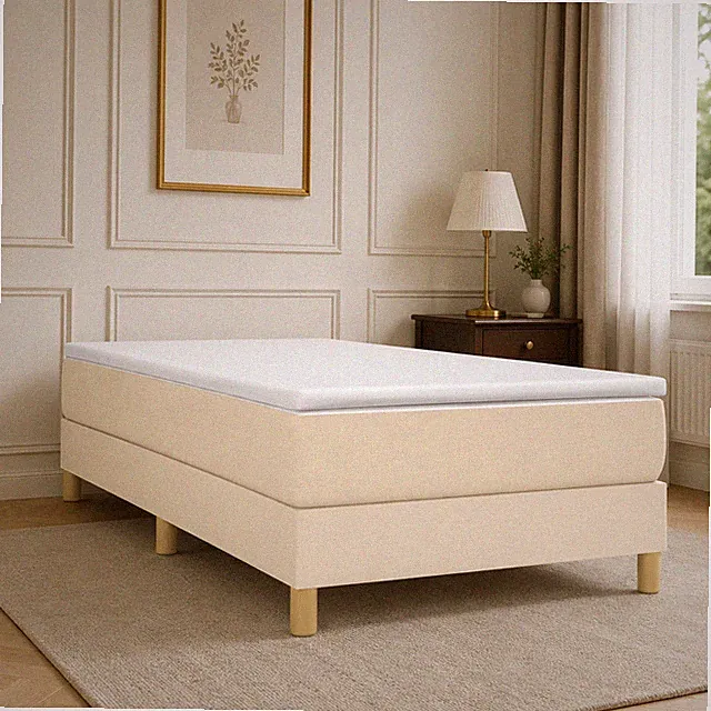 Boxspringbettgestell Stoff Creme Bettgestell Polsterbett Bett | 90 x 200 cm