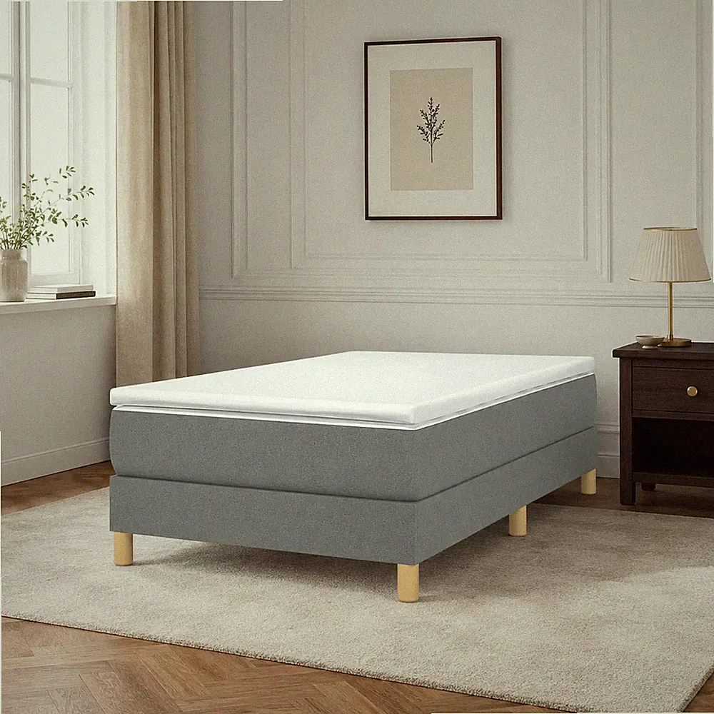 Boxspringbettgestell Stoff Dunkelgrau Bettgestell Polsterbett Bett | 90 x 190 cm