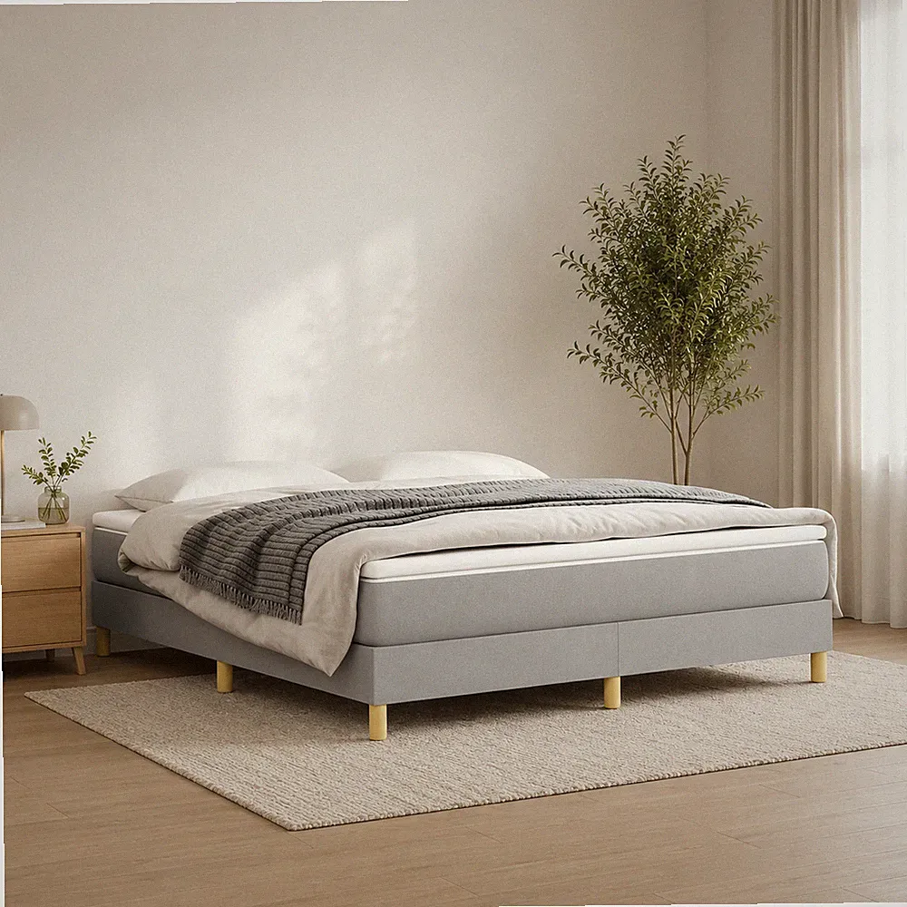 Boxspringbettgestell Stoff Grau Bettgestell Polsterbett Bett | 160 x 200 cm