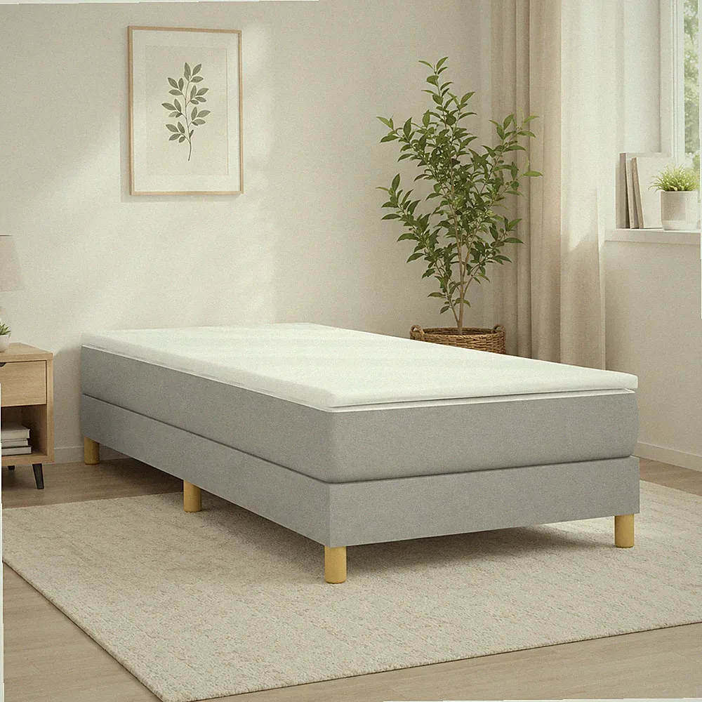 Boxspringbettgestell Stoff Hellgrau Bettgestell Polsterbett | 80 x 200 cm