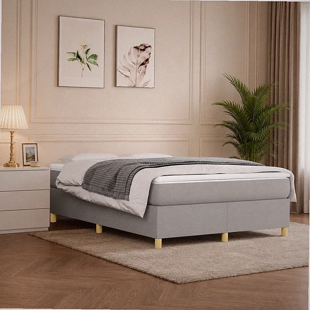 Boxspringbettgestell Stoff Hellgrau Bettgestell Polsterbett Bett | 140 x 190cm