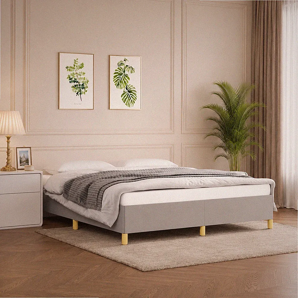 Boxspringbettgestell Stoff Hellgrau Bettgestell Polsterbett Bett | 160 x 200cm