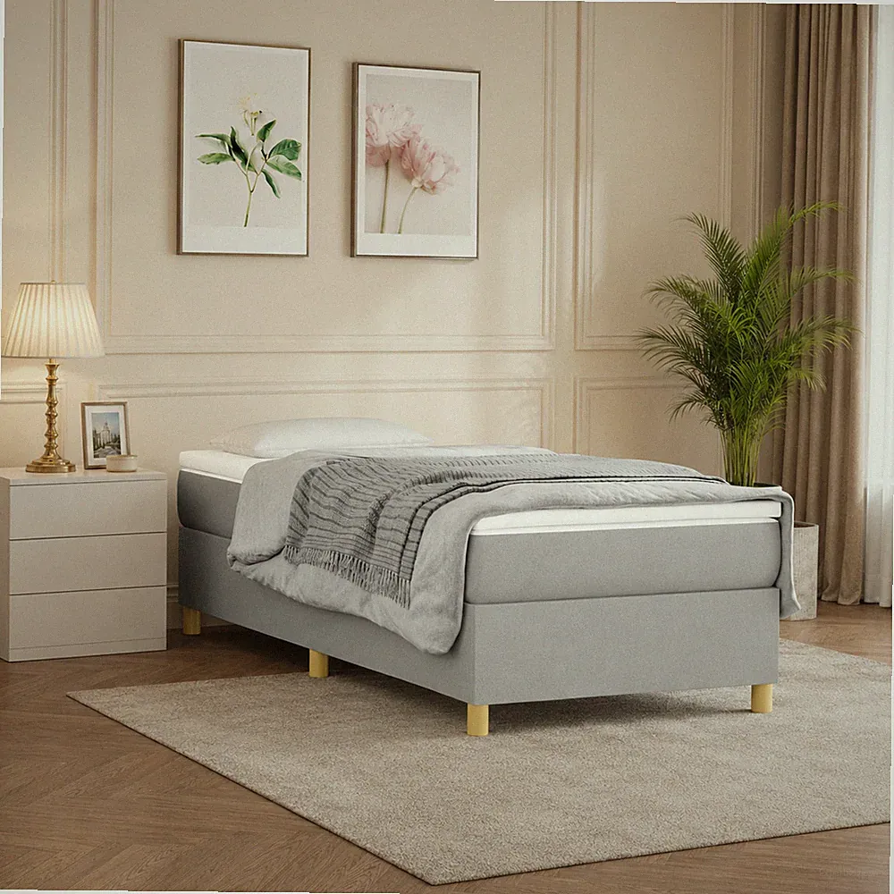 Boxspringbettgestell Stoff Hellgrau Bettgestell Polsterbett Bett | 80 x 200cm