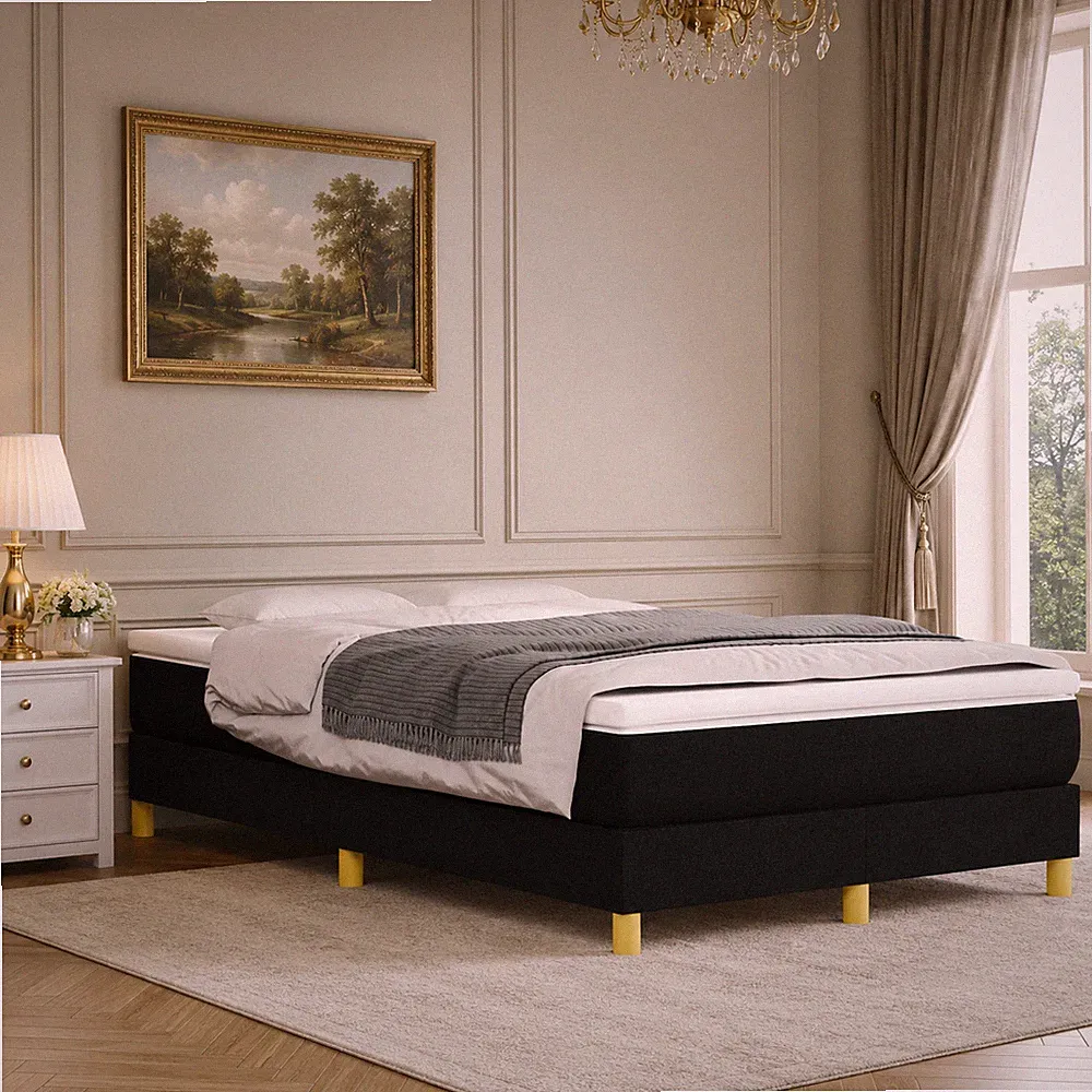 Boxspringbettgestell Stoff Schwarz Bettgestell Polsterbett Bett | 120 x 200cm