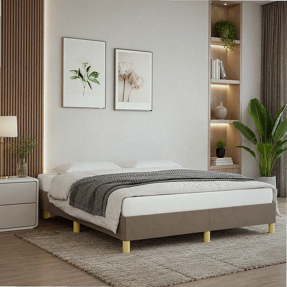 Boxspringbettgestell Stoff Taupe Bettgestell Polsterbett | 120 x 190 cm