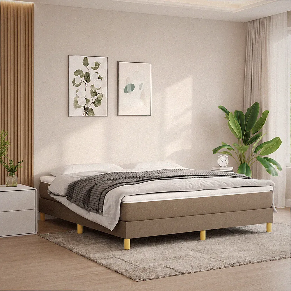 Boxspringbettgestell Stoff Taupe Bettgestell Polsterbett Bett | 160 x 200 cm