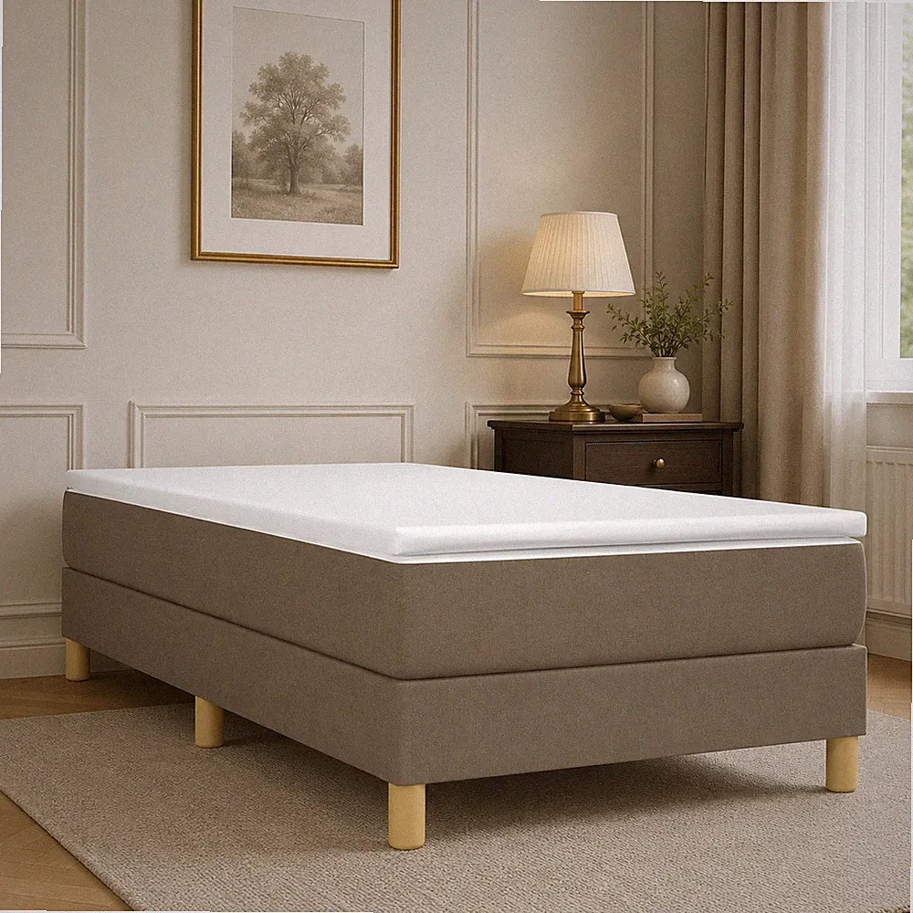 Boxspringbettgestell Stoff Taupe Bettgestell Polsterbett Bett | 90 x 200cm