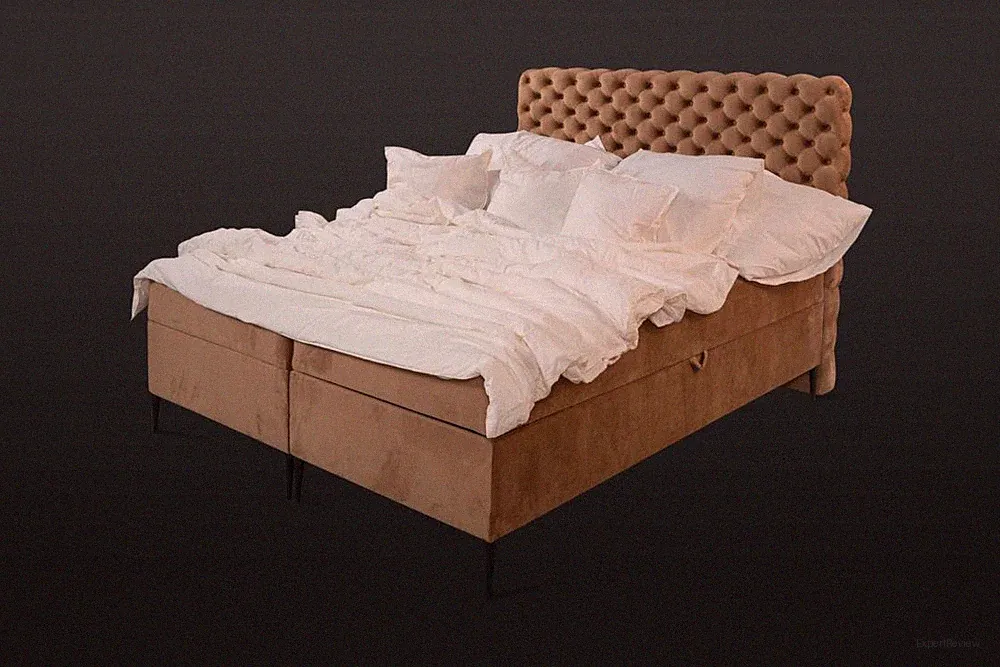 Brauner Chesterfield Doppelbett Luxus Boxspringbett Schlafzimmer Betten