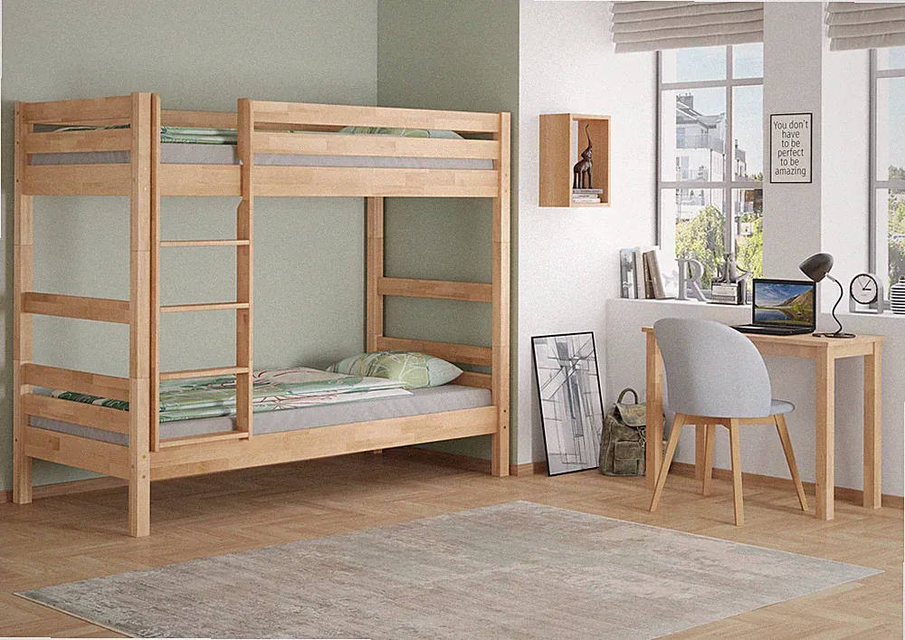 Breites Etagenbett Massivholz Buche Vollholz 100x200 Stockbett Doppelstockbett