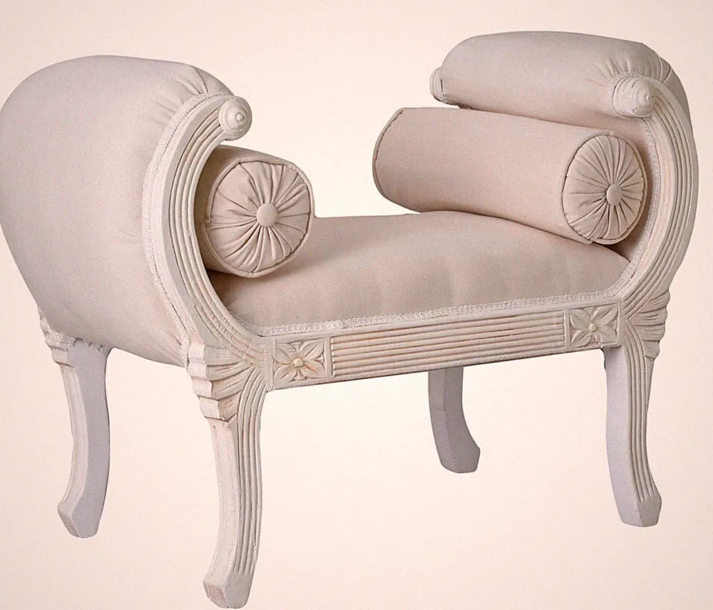 Canapé Barock Sofa Chaiselongue Weiss Sitzbank Vintage Hocker Sitzhocker Shabby
