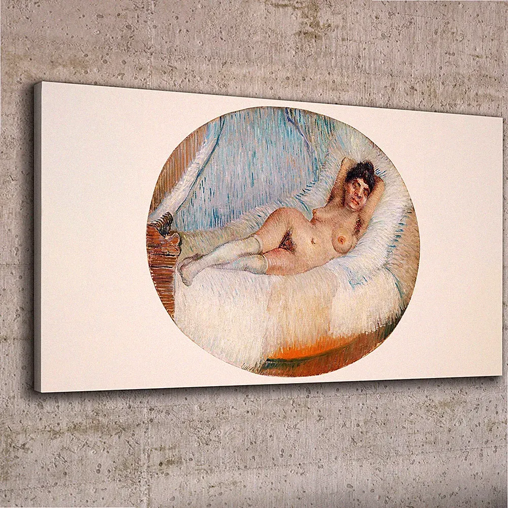 Canvas Wandbild Leinwand Bilder 100x50 Nackte Frau auf einem Bett