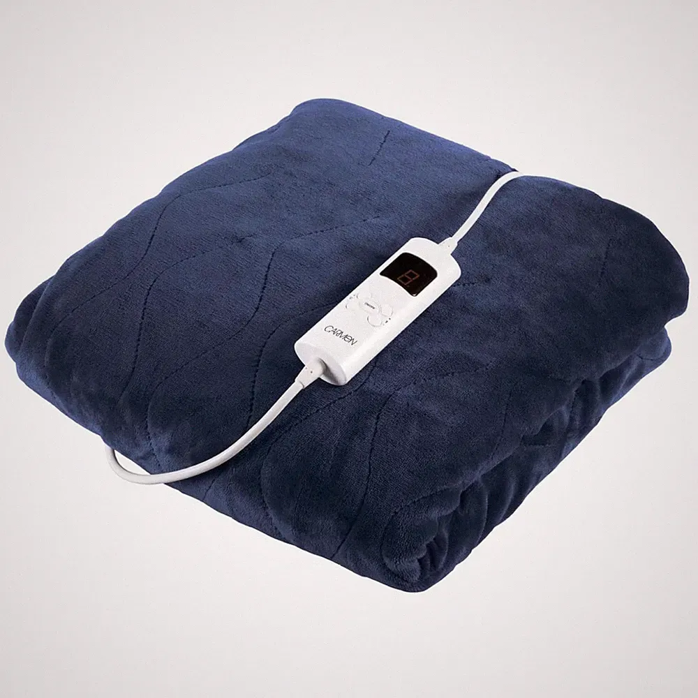 Carmen elektrische Heizdecke blau Fleece 160x130cm mit 9 Wärmestufen