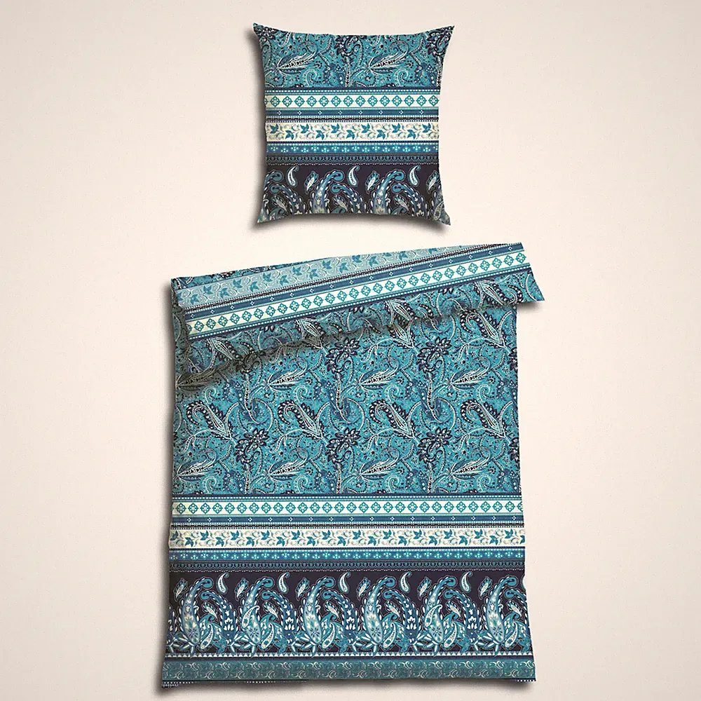 CASATEX Bettwäsche Balim Blau Türkis Paisley Muster Ornamente Orientalisch Satin