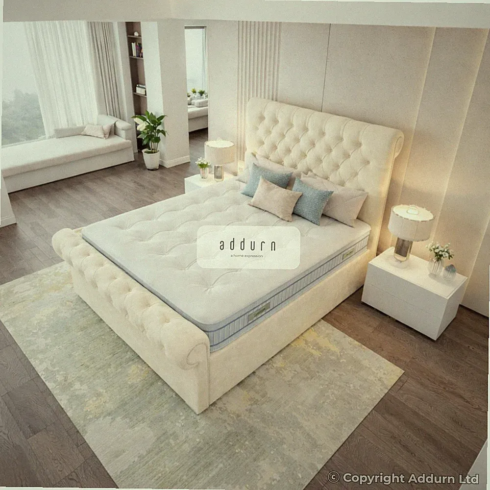 Chesterfield Plüsch Samt Ottomane Bettgestell Doppelbett King Size Stauraum Bett UK