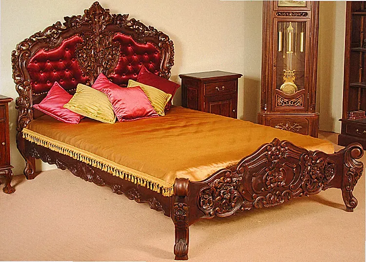 Chesterfield Polsterbett mit Lattenrost 140x200 cm Rokoko Barock Bett 78249t