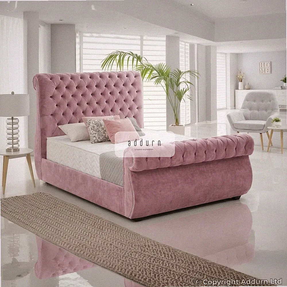 Chesterfield Samt Polster Panel Bettgestell Doppelbett Super King Stauraum Bett UK