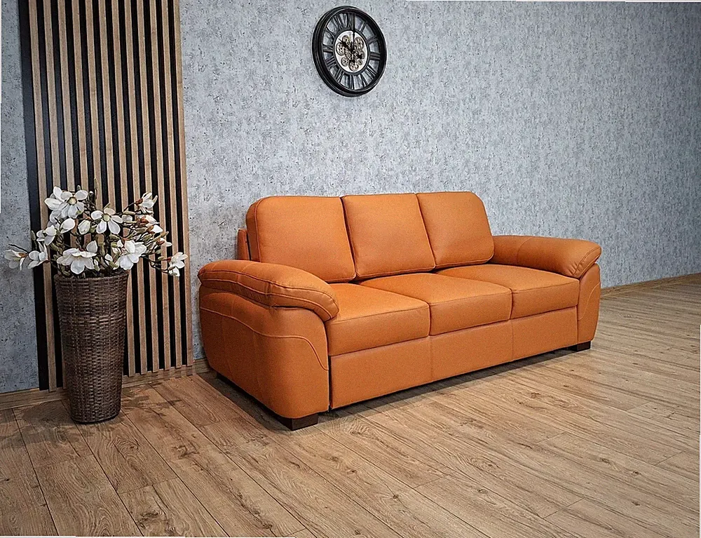Cognac Echtleder 3-er Sofa Oxford, Leder Couch Ledersofa Rindsleder, Ledercouch