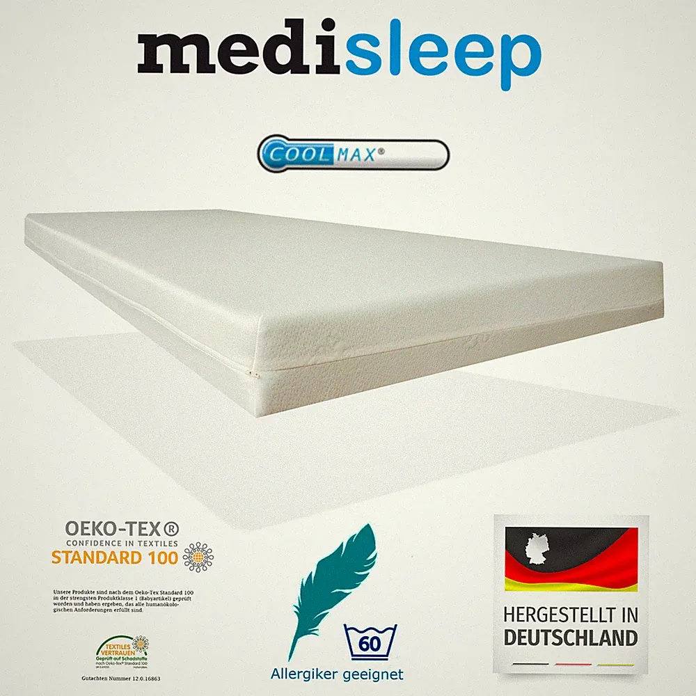 Comfort Rollmatratze Medisleep Bezug Coolmax 190 x 210 x 10 cm Härtegrad 3