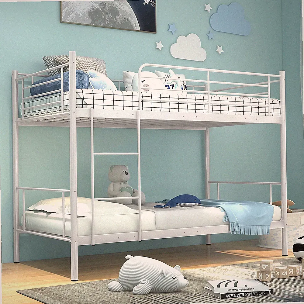 Costway 3 FUSS Metall Etagenbett Einzelbett über Einzel Hochbettgestell mit Leiter Sicherheit...