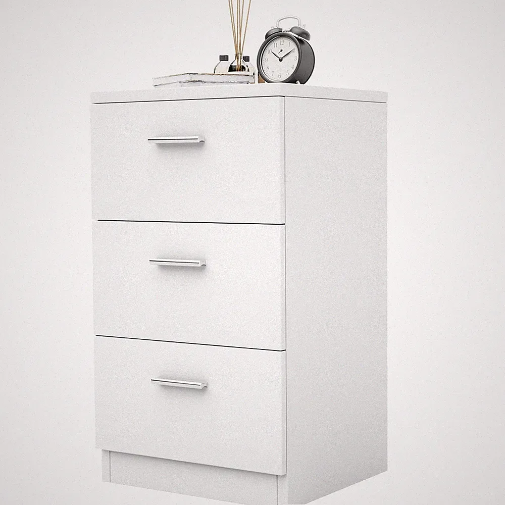 COSTWAY Nachttisch 3 Schubladen Nachtschrank Boxspringbett 38x35x66cm Weiß