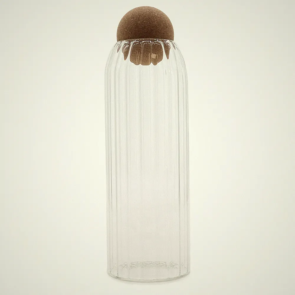 Cottage Kork-Kugel Glasgefäß - gerippt - 25 cm
