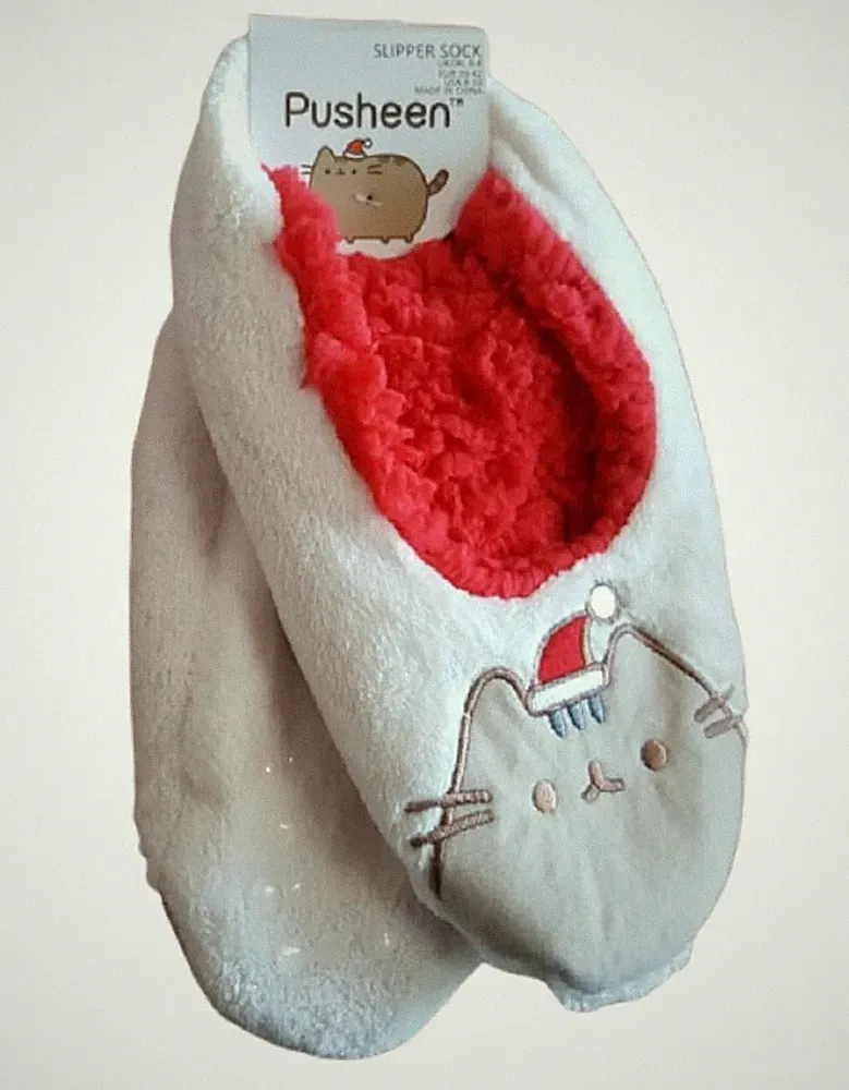 Damen/Frauen Pusheen Katzenbett Slipper Greifer Socken weich Plüsch Kuschelfuß