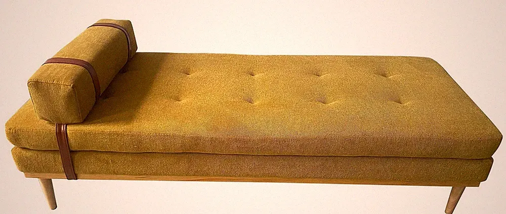 Daybed Strukturstoff gelb Bett Tagesbett Polsterbett Day-Bed Liegebett Jugendbet