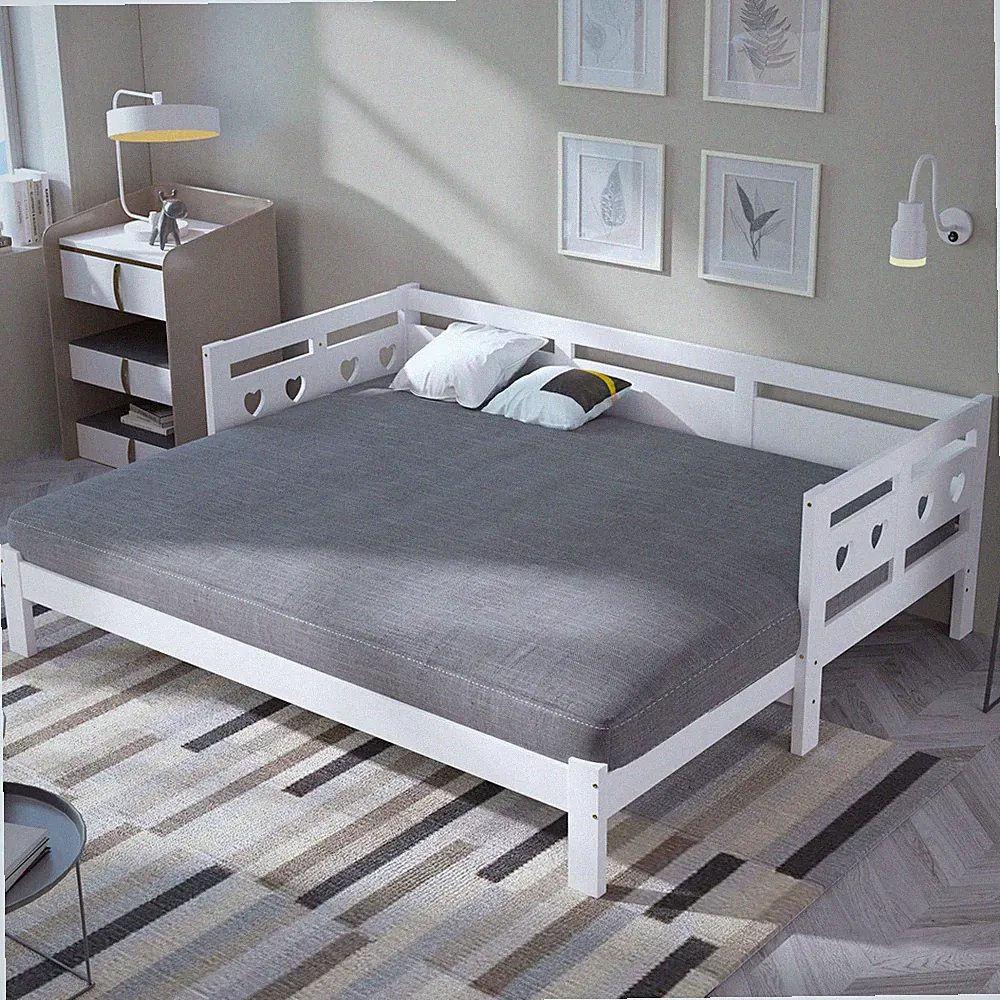 Daybett Tagesbett ,Ausziehbar Bett,90*190cm,Kiefer massiv, mit 2. Schlafgelegenh