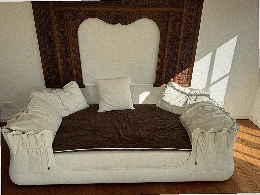 Designer Daybed Saint Babila Weiß Leder mit Kissen