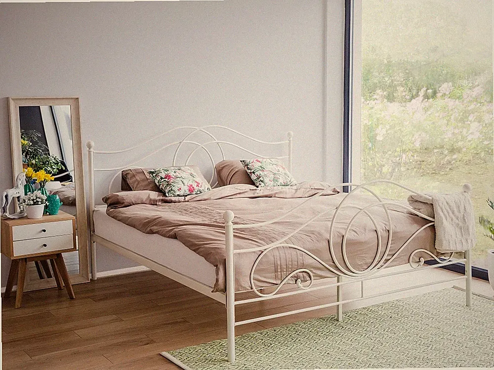 Designer Metall Bett weiss mit Lattenrost Lattenrahmen Metallbett 140 160 180 cm