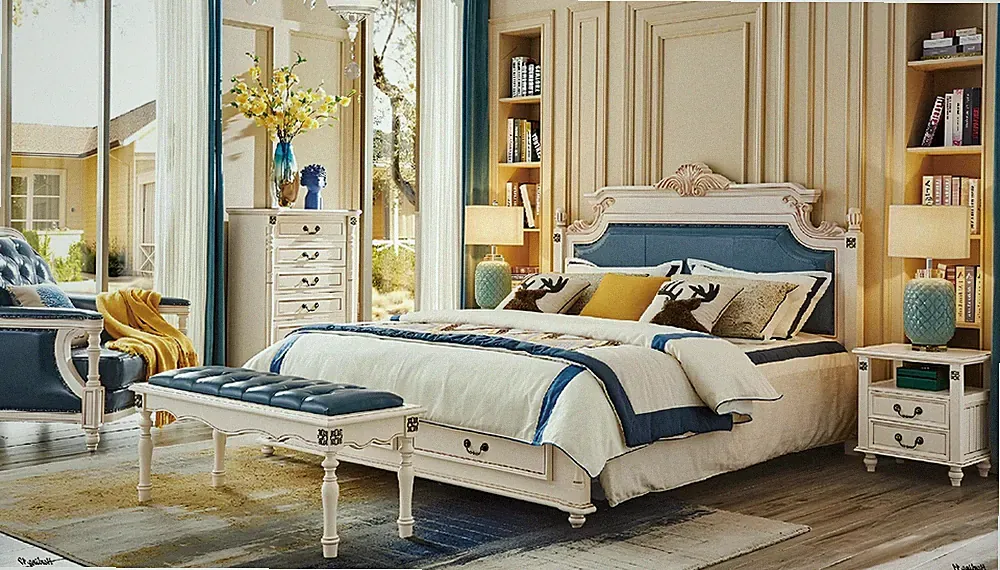 Designer Polster Doppelbett Betten Bett Schlafzimmer Ehebett Leder Kolonial Stil