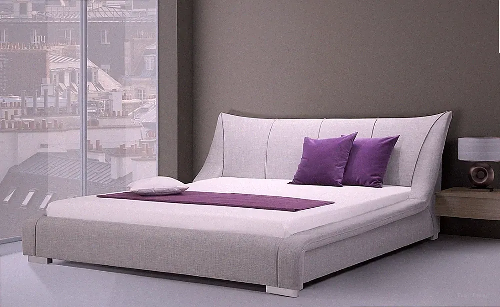 Designer Stoffbett Farbe grau Stoff Bett mit Lattenrahmen modernes Polsterbett