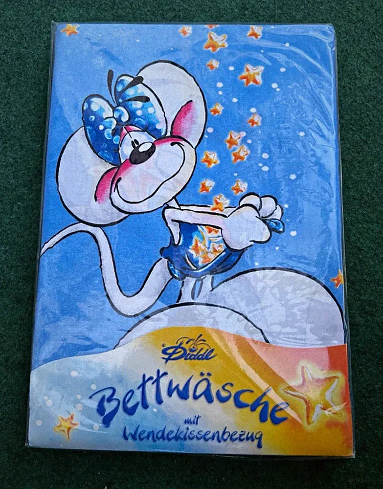 Diddl Bettwäsche-Set 135x200 100% Baumwolle blau Sterne 2-tlg. RV