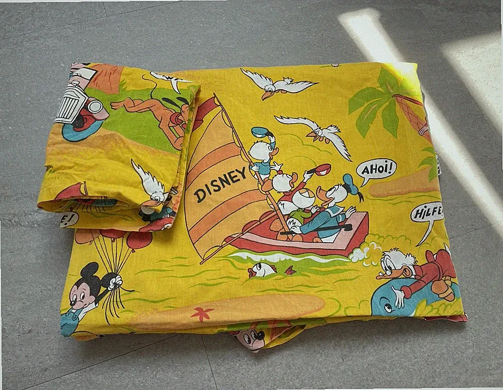Disney Bettwäsche-Set Kinderbett Micky Donald Goofy 90x120, 2-tlg, Vintage 70s