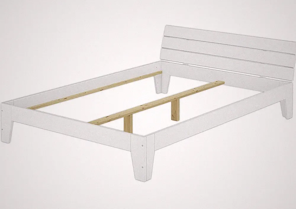 Doppelbett 140x200 Futonbett Jugendbett Massivholzbett Kiefer Weiß Kinderbett
