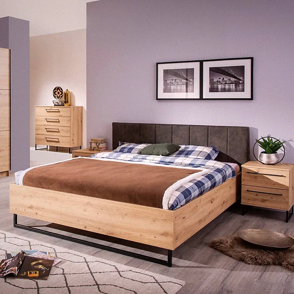 Doppelbett 160 180 x200 Holzbett Polsterbett Bett Lattenrost Massiv Homestyle4u