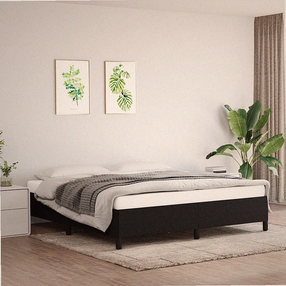 Doppelbett 160x200cm Bettgestell Schwarz Holz Stoff Lattenrost Bettrahmen