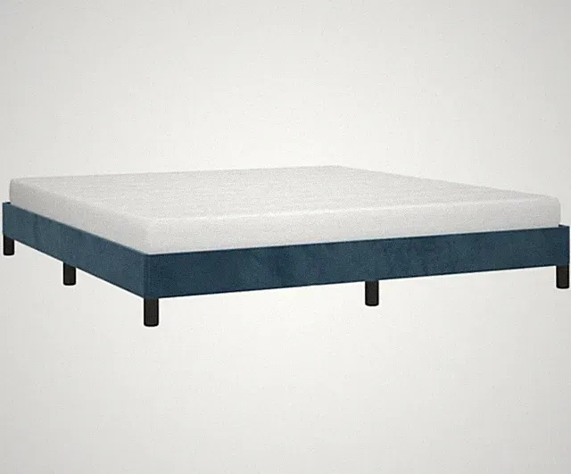 Doppelbett 160x200cm Bettrahmen Bett Blau Samt Holz ohne Matratze