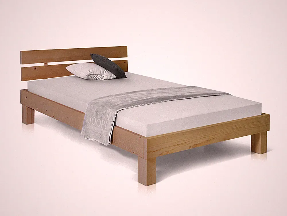 Doppelbett Bett Massivholzbett Futonbett PUMBA 180x200 Holz Fichte Eichefarbig
