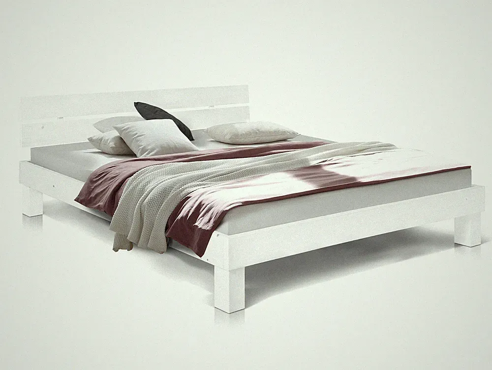 Doppelbett Bett Massivholzbett Futonbett PUMBA 180x200 Holz Fichte massiv Weiss