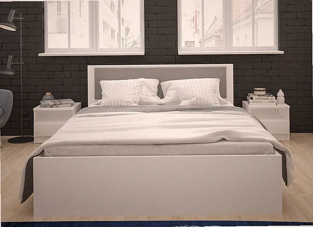 Doppelbett Boston Futonbett 160x200cm weiß mit Bettschubladen