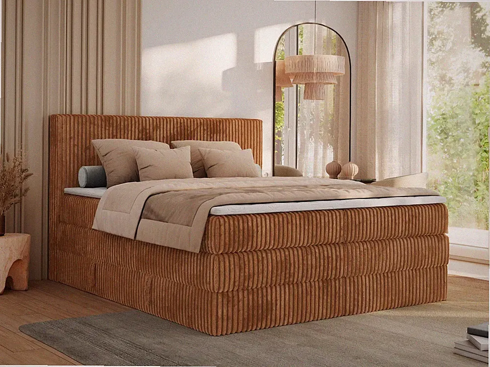 Doppelbett, Boxspringbett TILIANO KING mit Multipocket-Matratze, Cord Bett