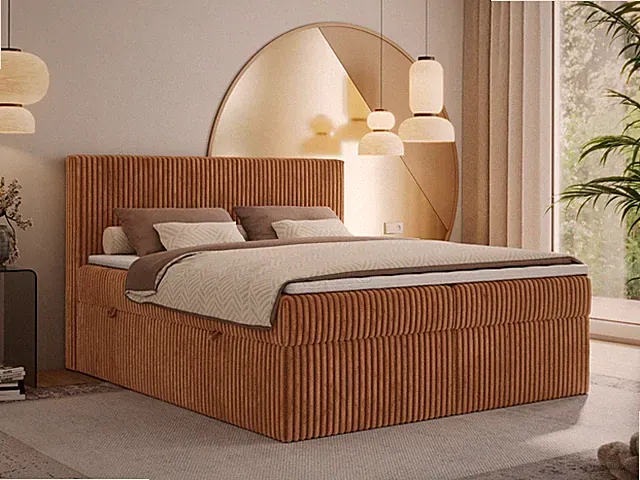 Doppelbett, Boxspringbett TILIANO mit Multipocket-Matratzen, Cord Bett