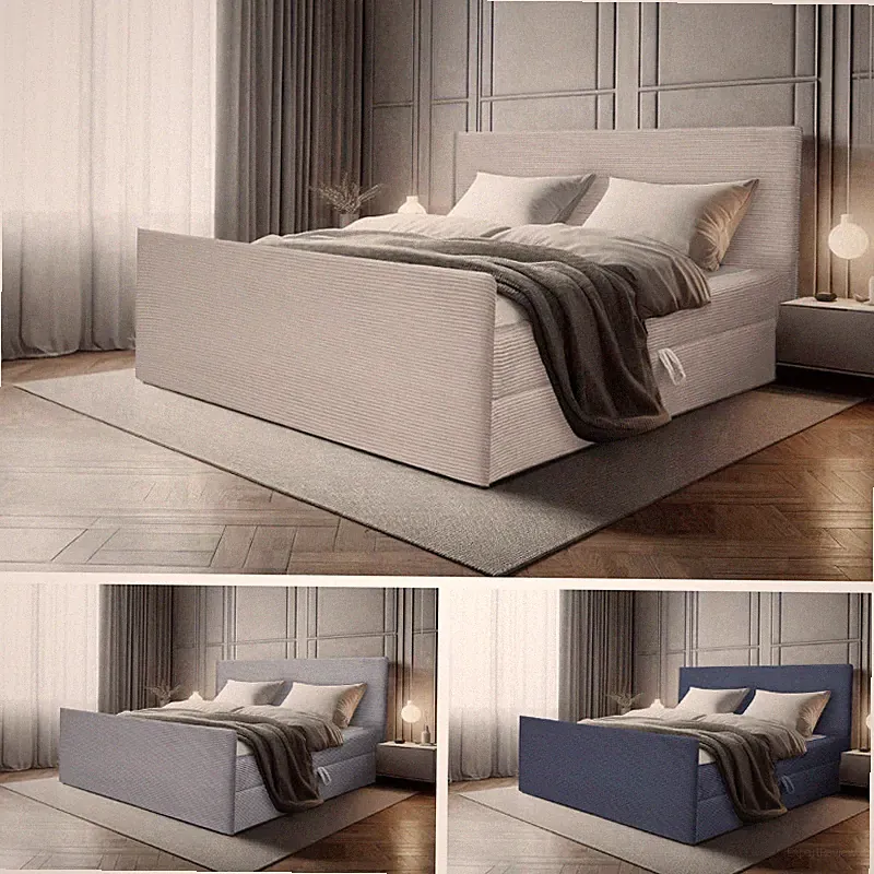 Doppelbett Boxspringbett TOP POSO + Fußteil Bonell-Matratze + 2 Bettkästen , H3